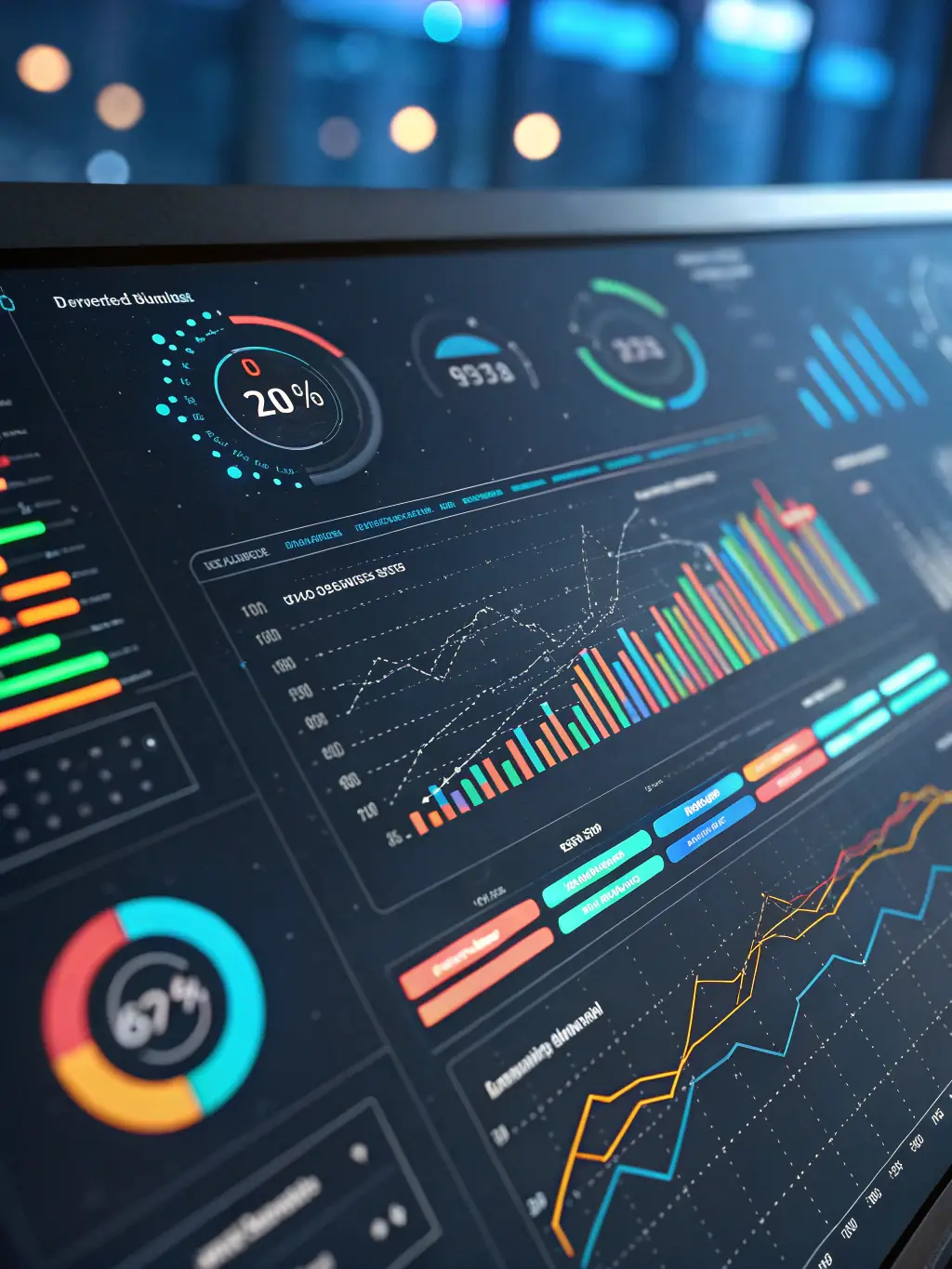 A digital dashboard displaying key pre-sales metrics, including conversion rates, proposal success rates, and client satisfaction scores, reflecting S4B Tech's data-driven approach.