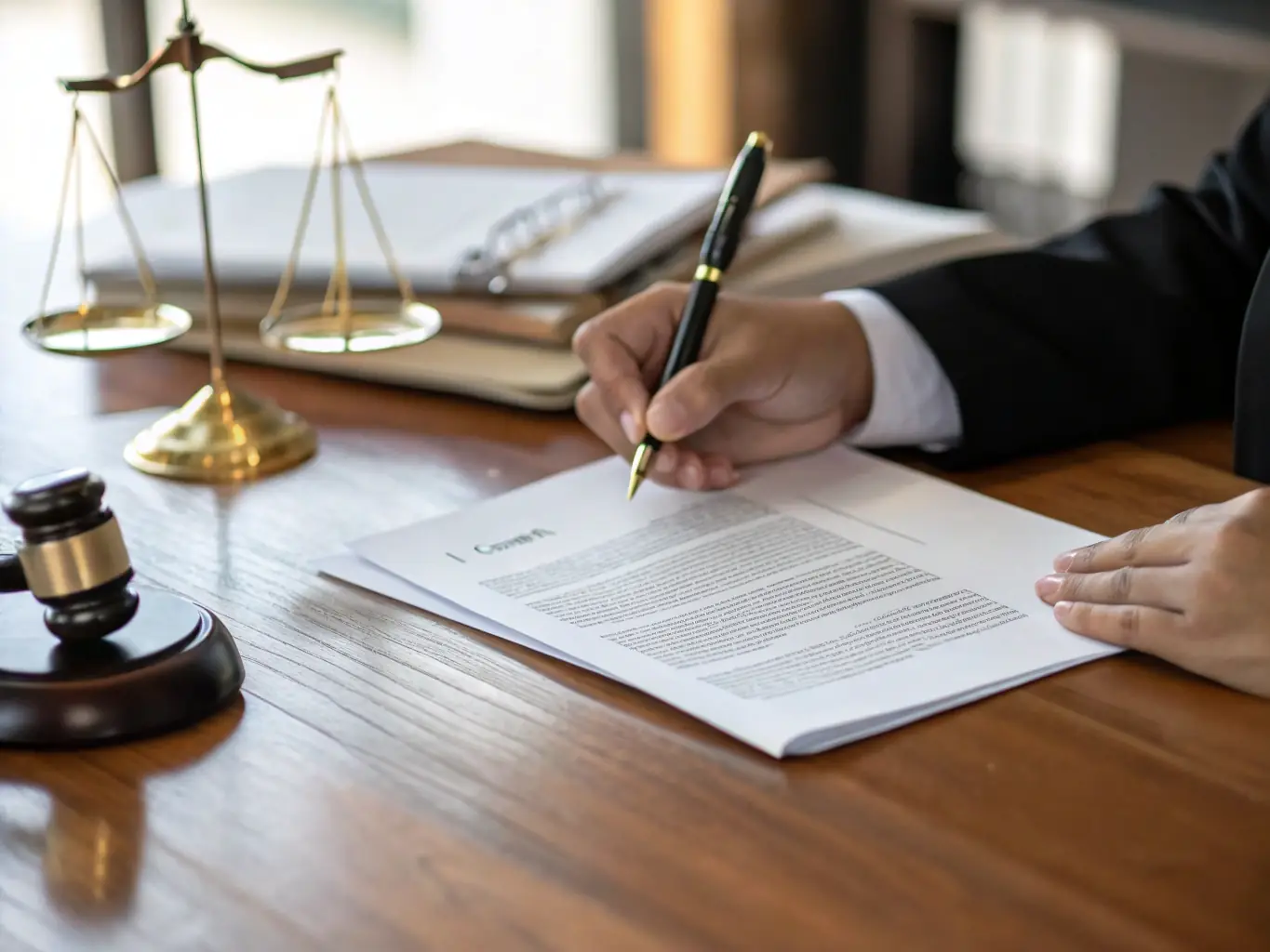 An image showing a magnifying glass over a trademark symbol, representing trademark monitoring. The background includes legal documents and a gavel.