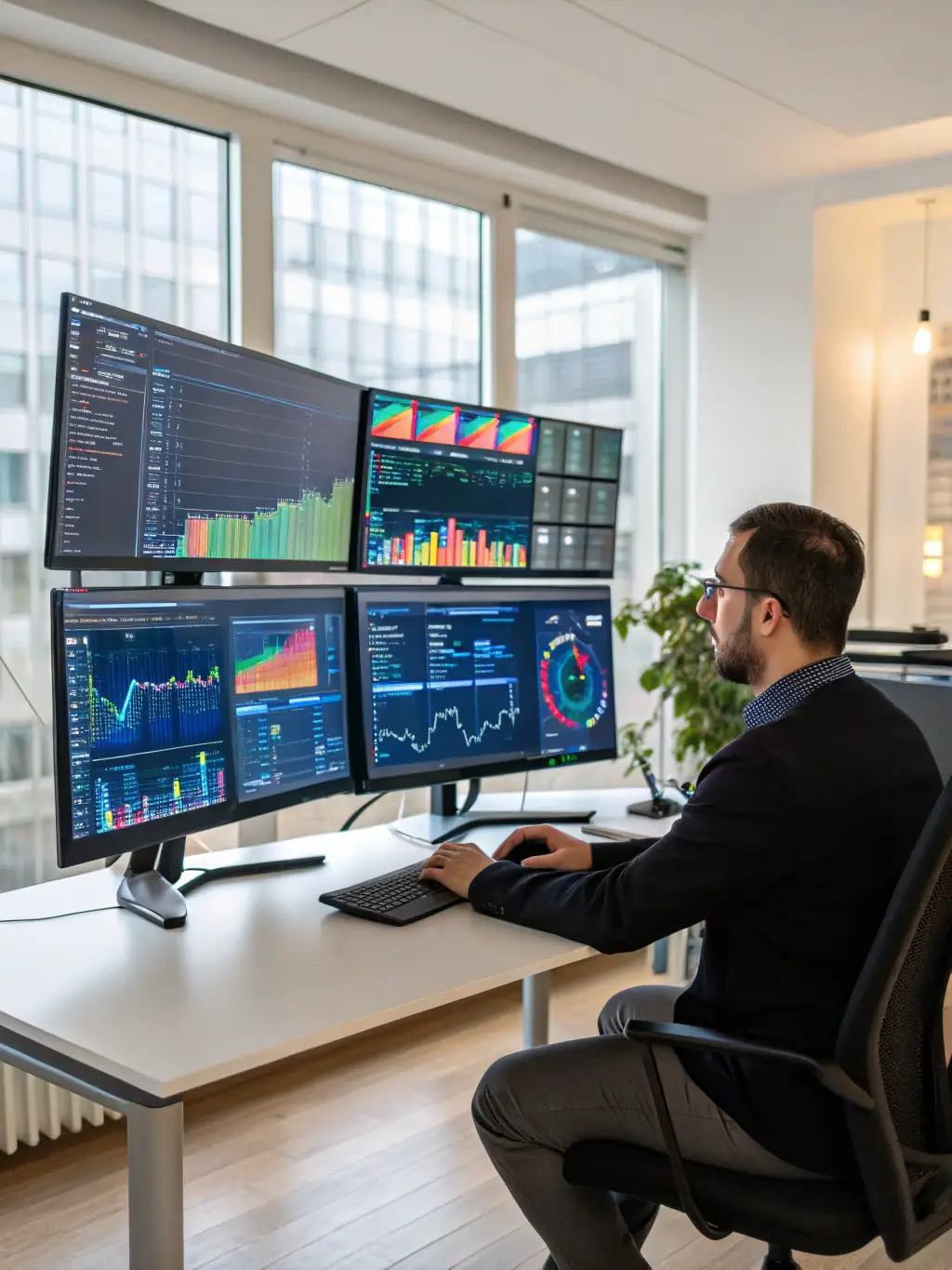 An image depicting a financial dashboard with confusing data and a frustrated analyst, contrasted with a clear, insightful dashboard showing positive financial trends.