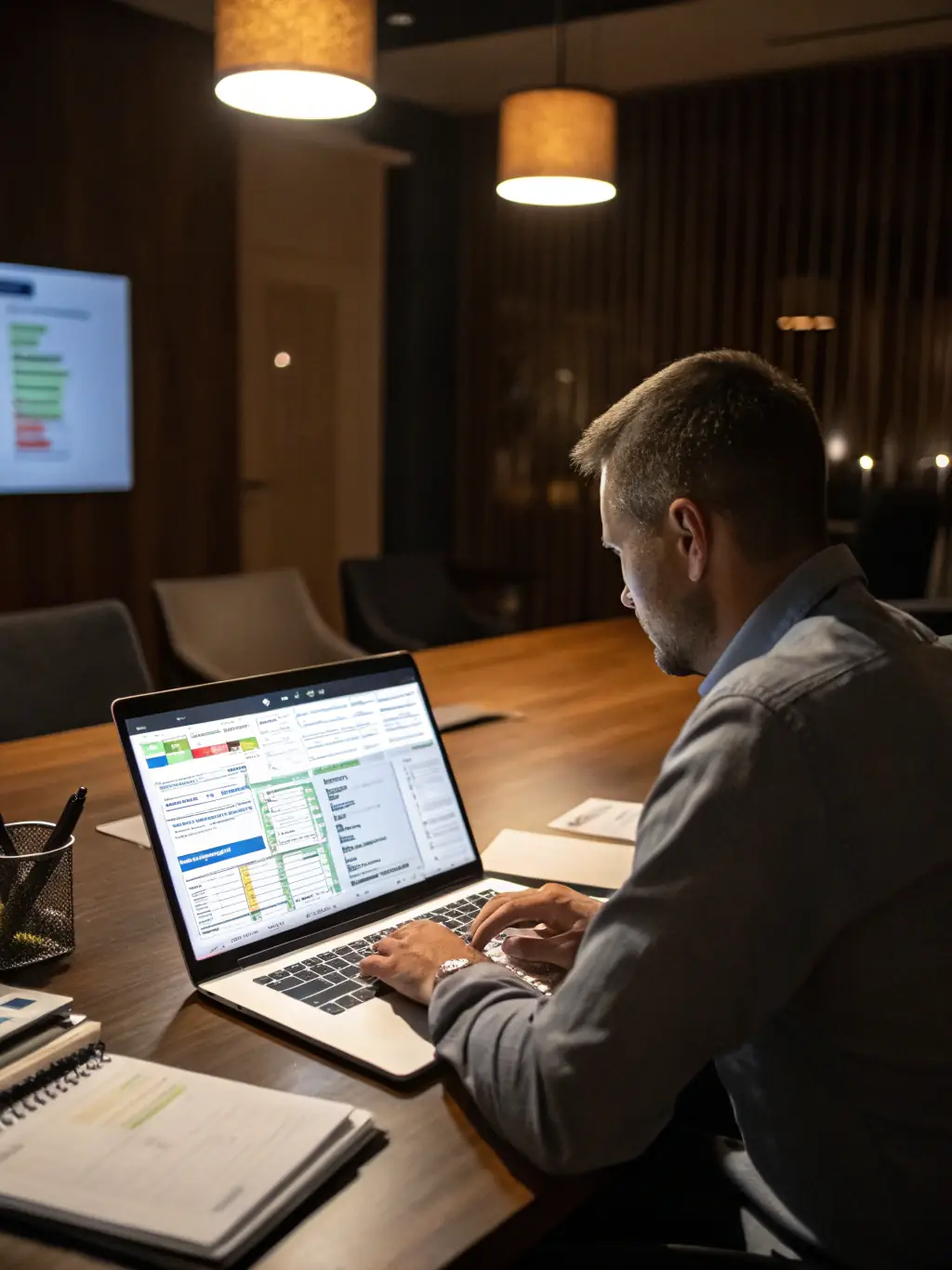 A project manager at S4B Tech presenting a detailed project timeline and strategy to a client, emphasizing clear communication and transparency.