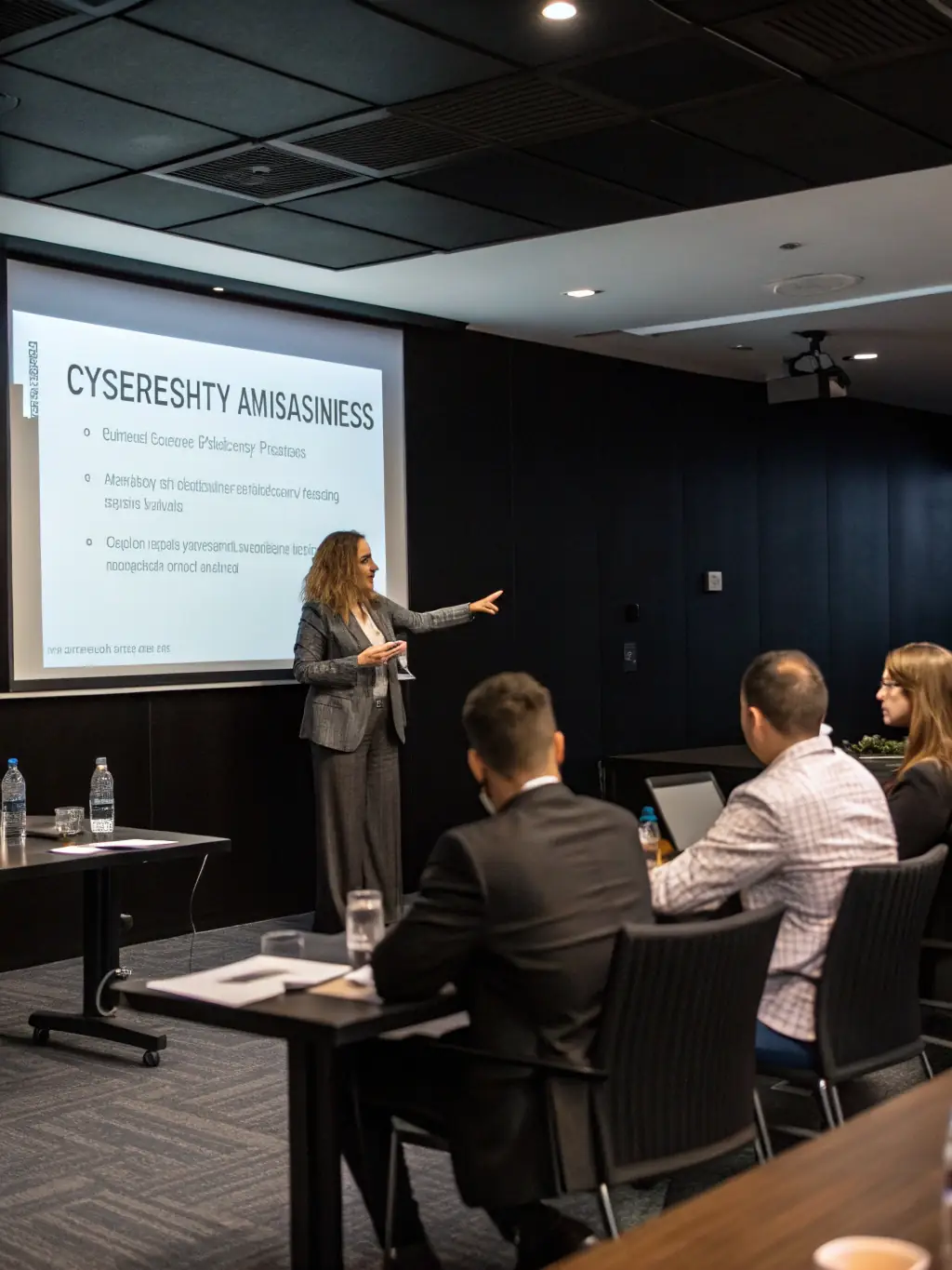 An S4B Tech trainer leading a workshop on cybersecurity best practices, demonstrating the firm's commitment to protecting clients from cyber threats.