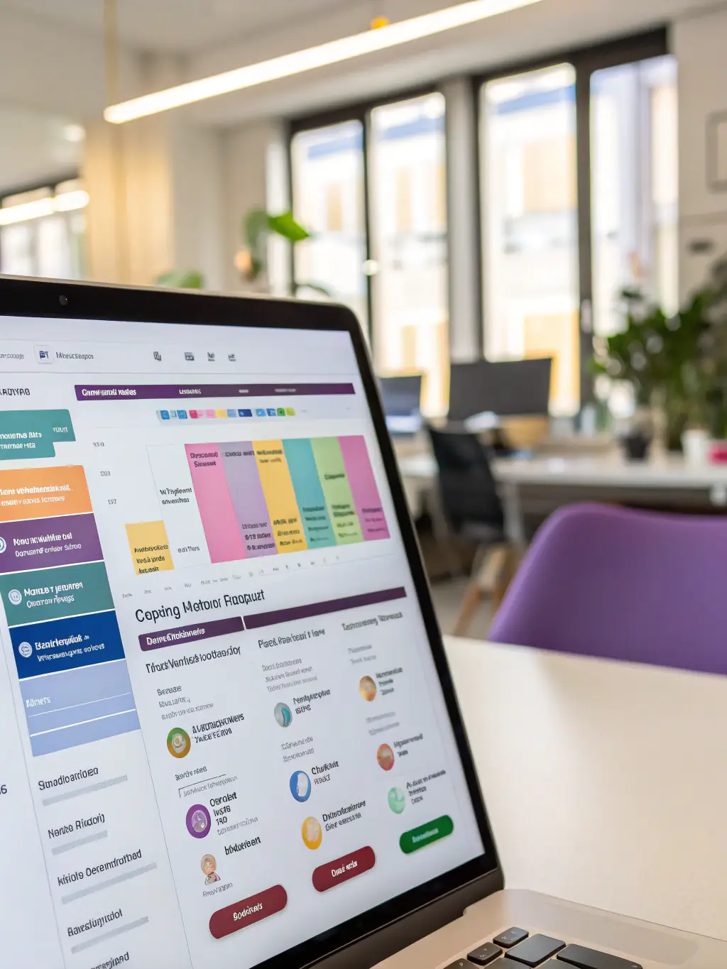 A project management dashboard displaying strategic plans, timelines, and resource allocation, highlighting S4B Tech's planning and governance capabilities.