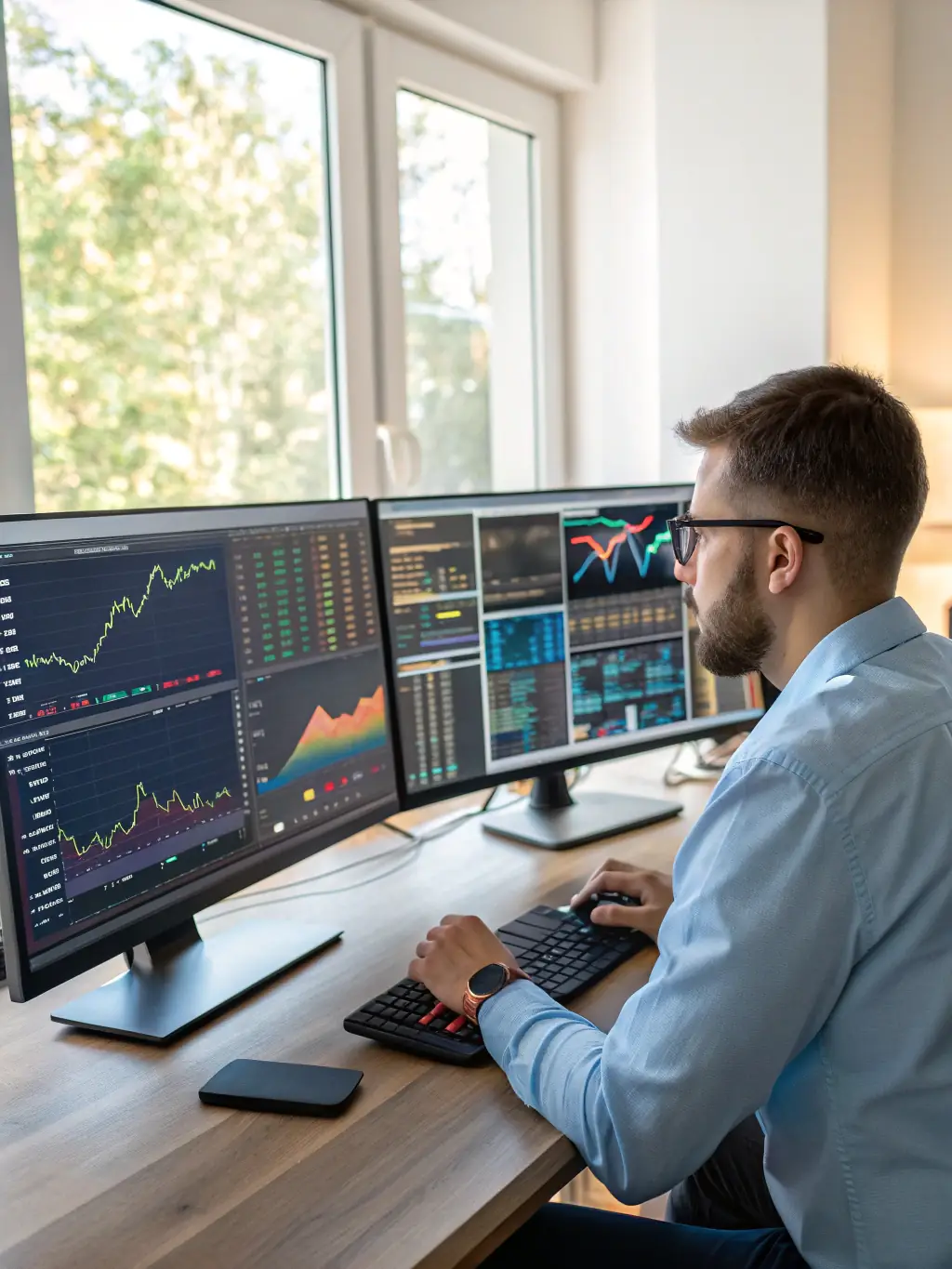 A data scientist analyzing complex datasets using advanced analytics tools, identifying key trends and insights to drive data-driven decision-making and improve business outcomes.